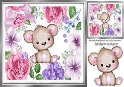 Cute little water colour koala Bear in floral frame 8x8