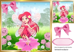 Pretty faerie with pink flowers 8x8