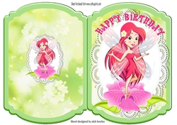 Pretty faerie on lace with pink flowers bracket card