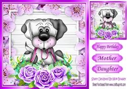 Take me walkies! cute dog with lilac roses 8x8