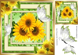 Lovely yellow sunflowers and butterflies 8x8