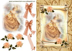 Elegant Lady in the Garden on a Scroll