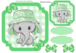 Green Check with border 8x8 card front with cute ele