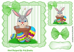 Green stripe eyelet frame 8x8 with easter bunny
