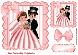 pink stripe eyelet frame 8x8 with bride and groom