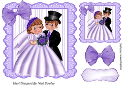 Purple stripe eyelet frame 8x8 with bride and groom (purple)