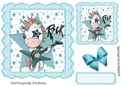 Blue star and eyelet frame 8x8, with rock unicorn
