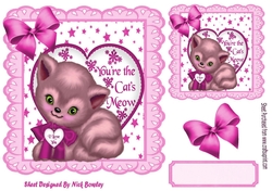 pink star and eyelet frame 8x8 with kitty & heart