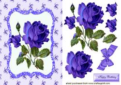 Pretty Purple Rose in Diamonte Frame
