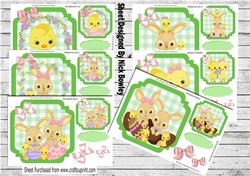  6 Green Check with borders  8x8 card fronts easter variety