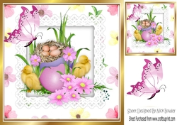 Lovely easter card with eggs and chicks 8x8