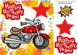 Lovely red toony motorbike in balloon frame 8x8