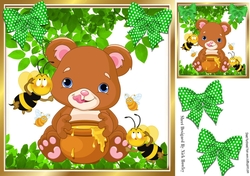 Brown Bear with honey and bees 8x8
