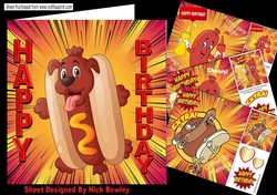 4 Toony Sausage card fronts 8x8  (Adult Humour) Mini kit