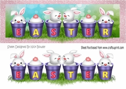 Cute easter bunnies in flower pots large DL