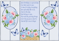 Pretty pink blue flowers with butterflies cut out 