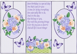 Pretty peach/purple flowers with butterflies cut out
