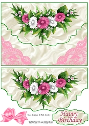 Pretty border of pink flowers on envelope A5