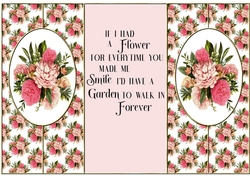 Pretty pink vintage flowers cut out stand alone card