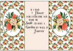 Pretty peach vintage flowers cut out stand alone card