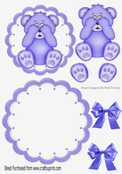 Cute little baby bear with bows rocker card