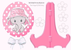 cute ele in sun hat pink polkadot plate and stand