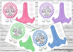 cute eles in sun hats with polkadot plate and stands mini kit