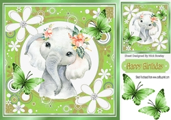 Pretty elel in floral frame with butterflies 7x7