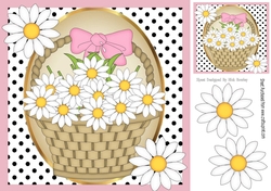 Pretty Basket of Daisies With Pink Bow 8x8