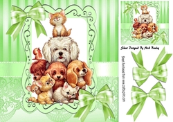 Cute best of friends together with green bows 8x8