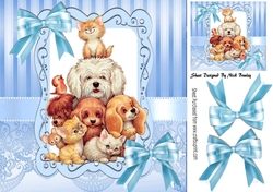 Cute best of friends together with blue bows 8x8