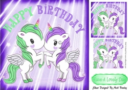 Cute green and purple unicorns 8x8