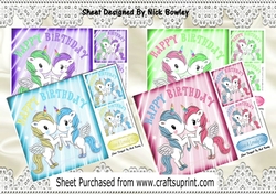 4 Cute coloured unicorns card fronts 8x8 mini kit