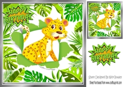 Tiger in jungle leaf frame 8x8