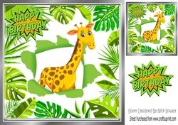 Giraffe in jungle leaf frame 8x8