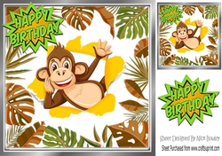 Monkey in jungle leaf frame 8x8