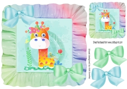 pretty water colour giraffe in rainbow frame 8x8