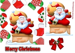 santa in the chimney in christmas sock frame 7x7