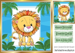 Lovely rainbow lion in jungle frame 8x8