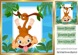 Cheeky Monkey in a jungle frame 8x8