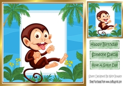 playful Monkey in a jungle frame 8x8