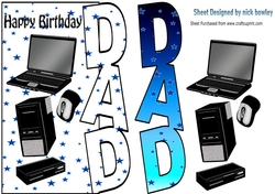 Over the edge, computers for DAD Birthday with blue stars