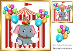Circus elephant with little mouse in red tent 8x8