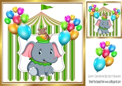 Circus elephant with little mouse in green tent 8x8