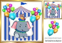 Circus elephant with little mouse in blue tent 8x8
