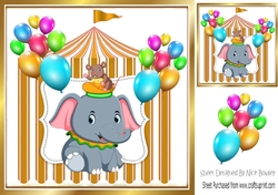 Circus elephant with little mouse in gld tent 8x8