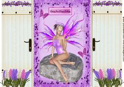 Faerie Sitting on the Rocks in Purple Gatefold