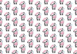 panda holding roses backing paper