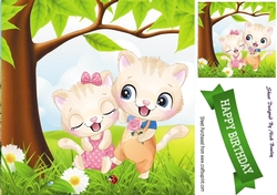 Cute pair of kitties in the meadow 8x8