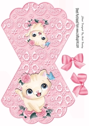 Cute kitten with roses on lace rocker
